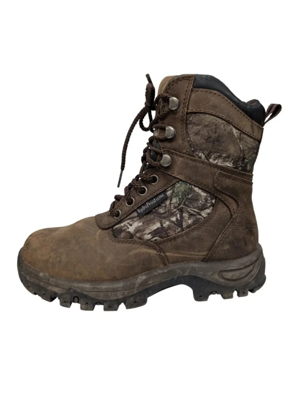 Field & Stream Camo Hunting Boots Boys Leather HydroProof Ultra Thinsulate Sz 3